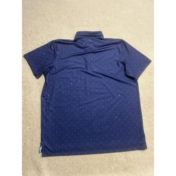 Greyson Polo Shirt Men Size 2XL‎ Navy Red Rose Floral All Over Print Performance - Picture 8 of 11